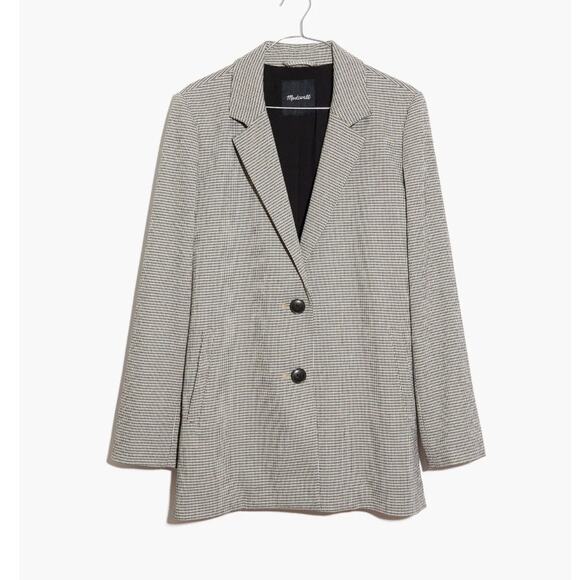 Madewell Dorset Oversized Blazer in Houndstooth Womens Medium Black Ivory - Picture 5 of 12